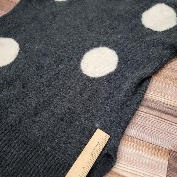 Madewell Womens XS Wool Blend Dotted Bartlett V-Neck Sweater Gray Polka Dot - Picture 8 of 9